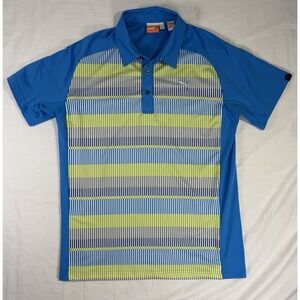 Puma Men's Blue Green Cool Cell Performance 100% Polyester Golf‎ Shirt Size Med
